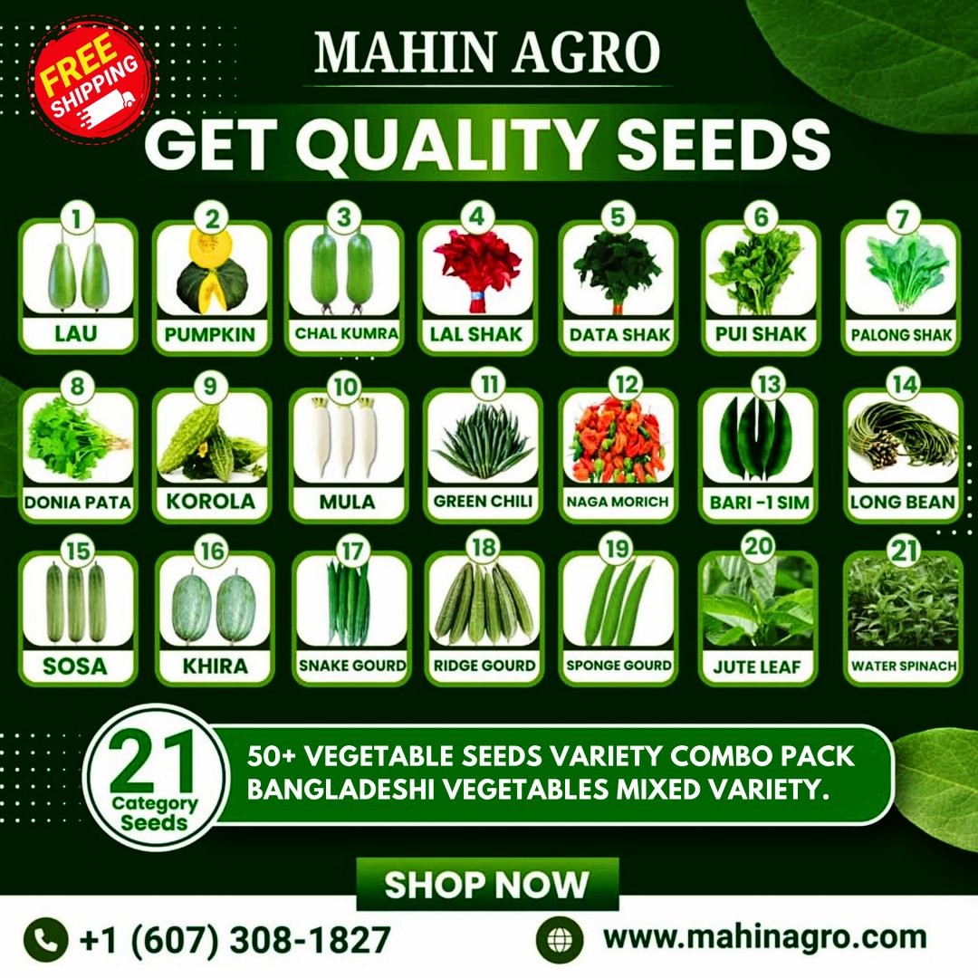 50 Vegitables Seeds Variety Pack Bangladeshi Vegitables