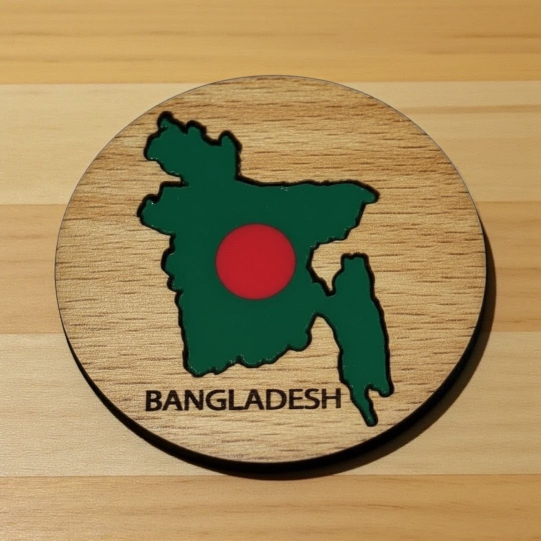 Bangladesh Map Round with Flag Magnet for Car Fridge Locker 2.5x2.5 inch - Image 2