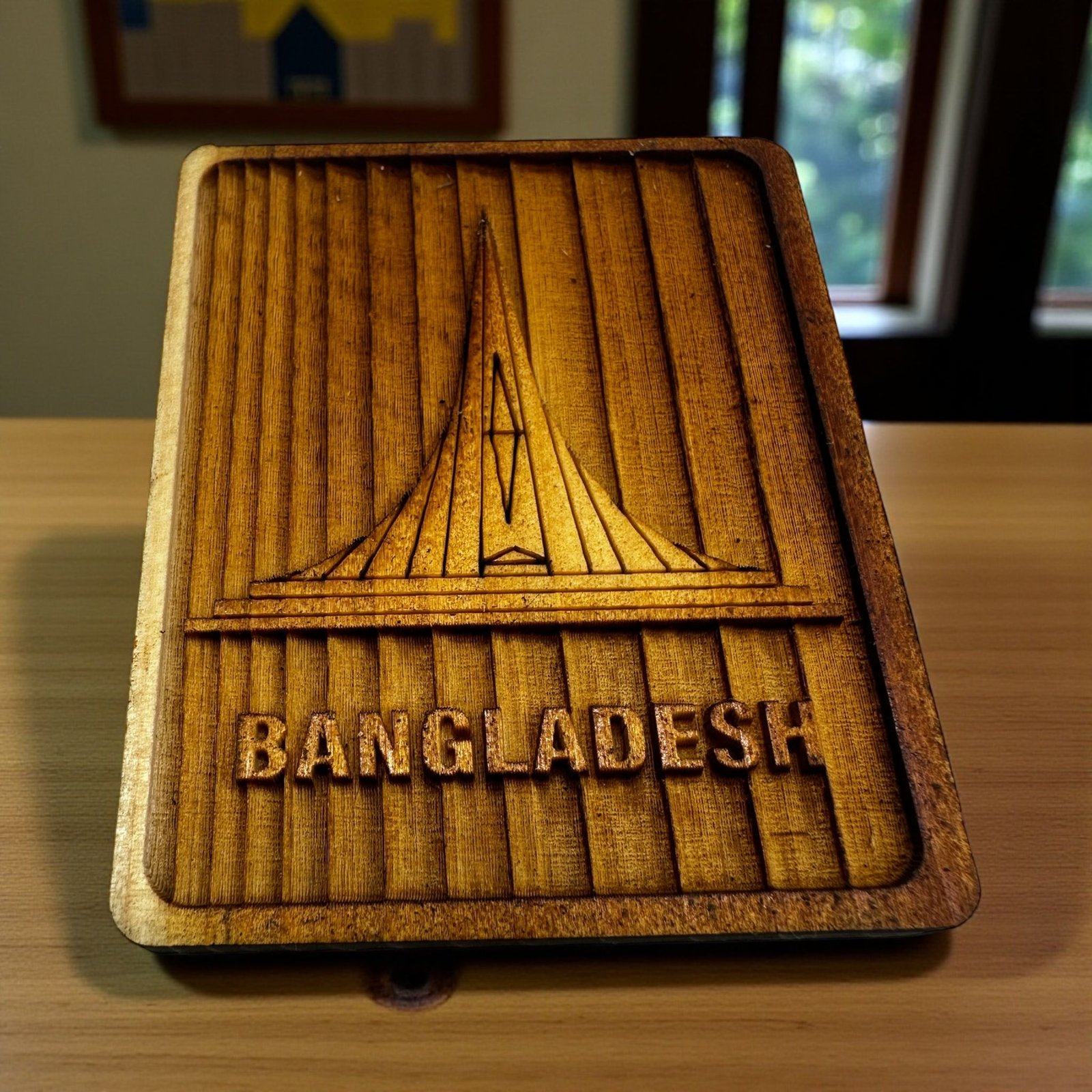Wooden Bangladesh Shaheed Minar Magnet for Car Fridge Locker 2.5x2 inch - Image 2