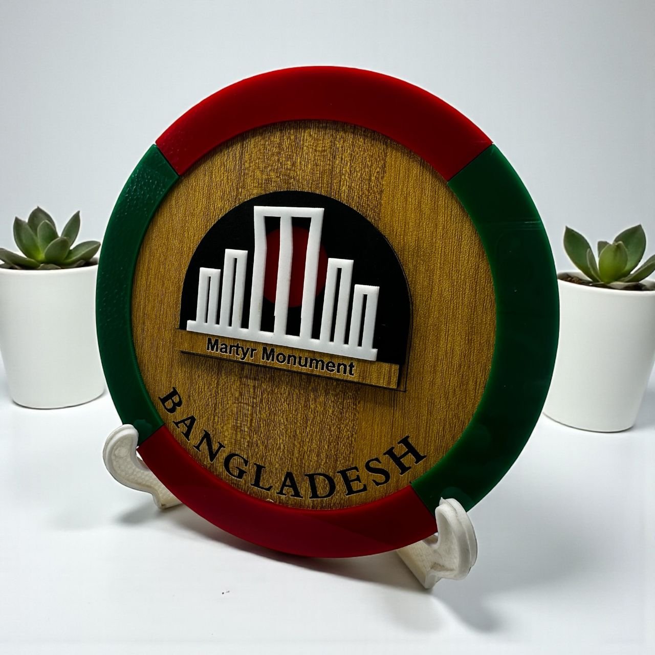 Bangladesh Martyr Monument Round Monogram for Table or Desk with stand 6 inch - Image 3