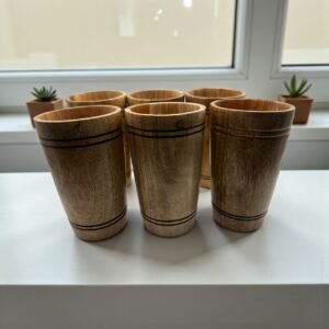Glass || Wooden Glass set 06 Pcs