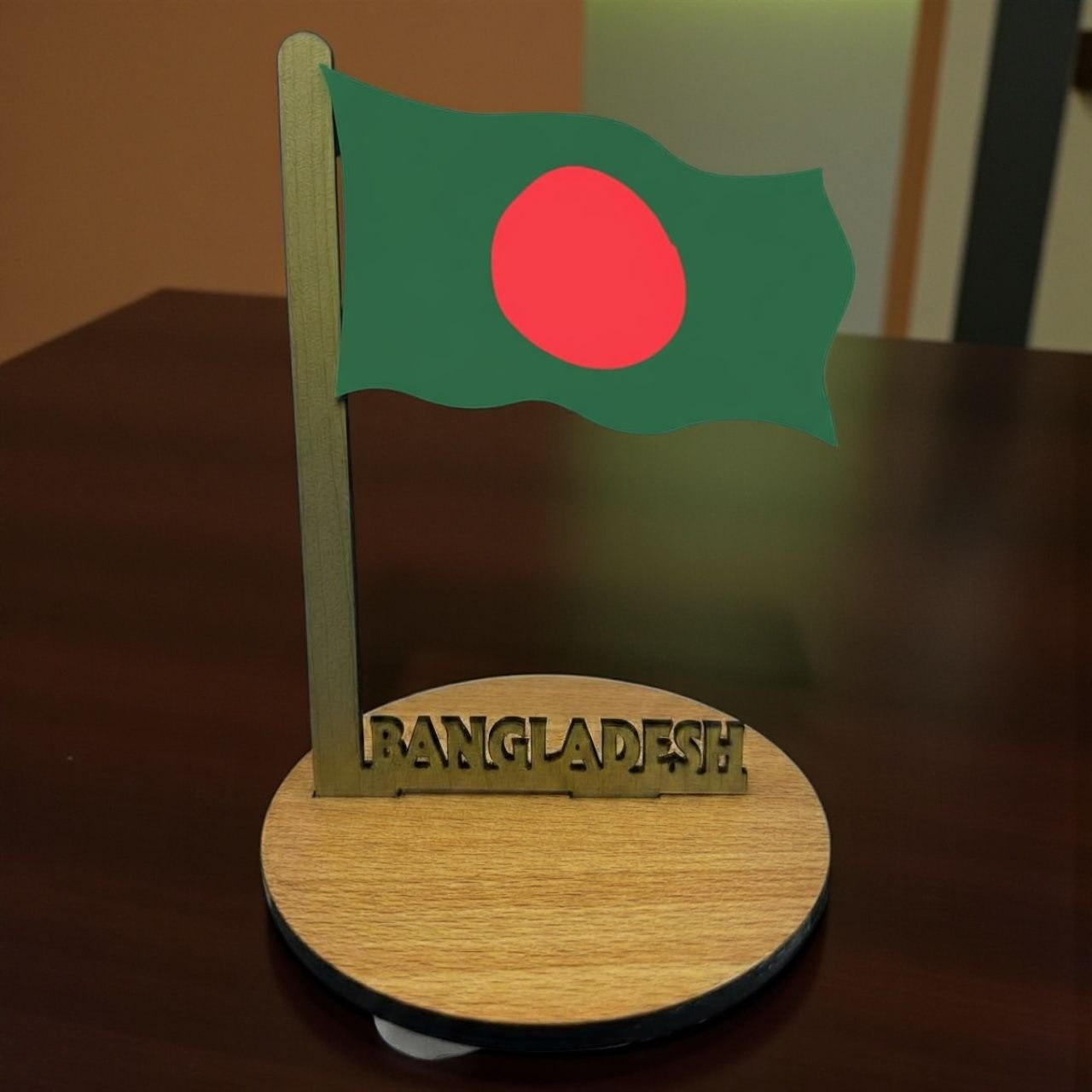 Bangladesh Flag with Round stand for Table or Desk 6 inch - Image 2