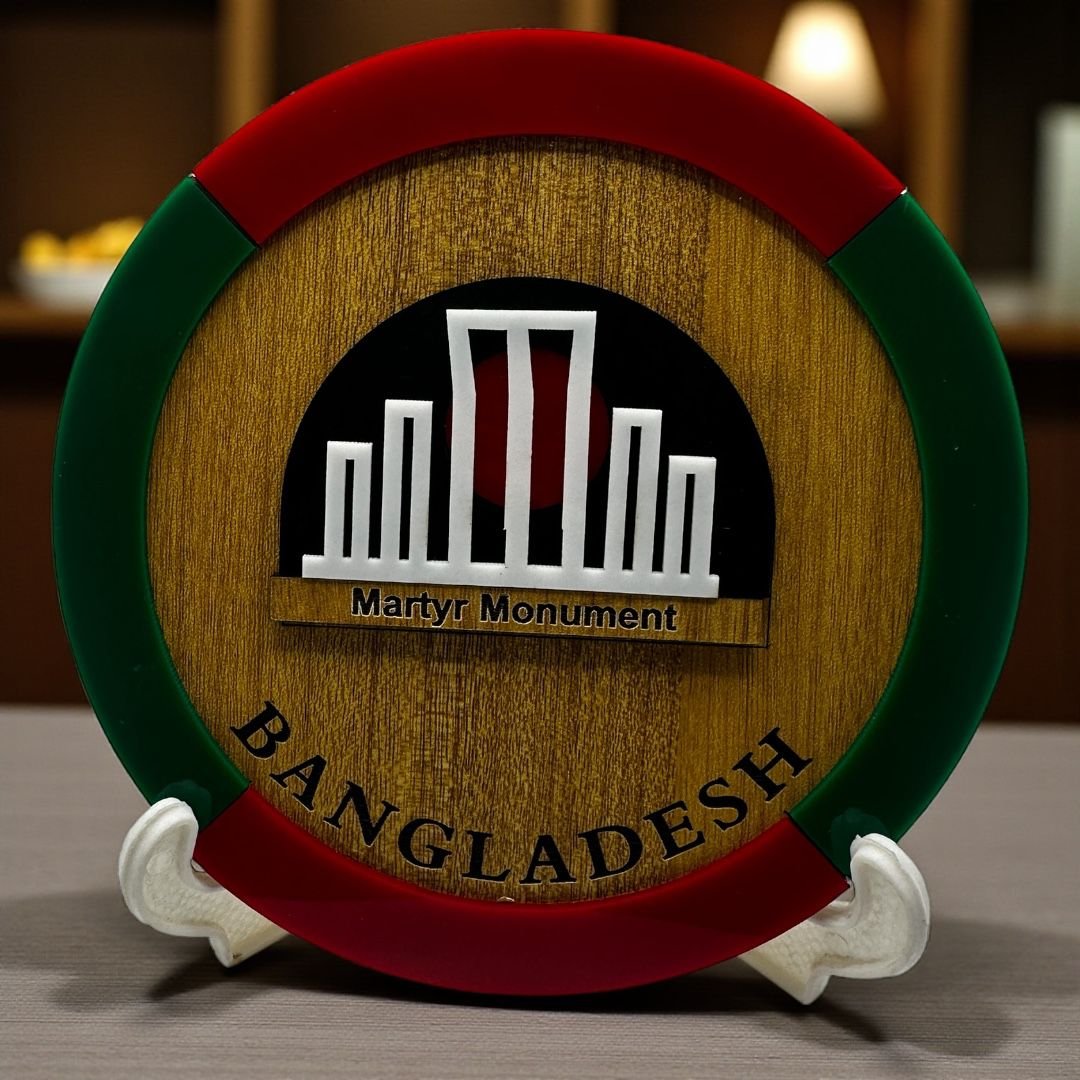 Bangladesh Martyr Monument Round Monogram for Table or Desk with stand 6 inch - Image 2