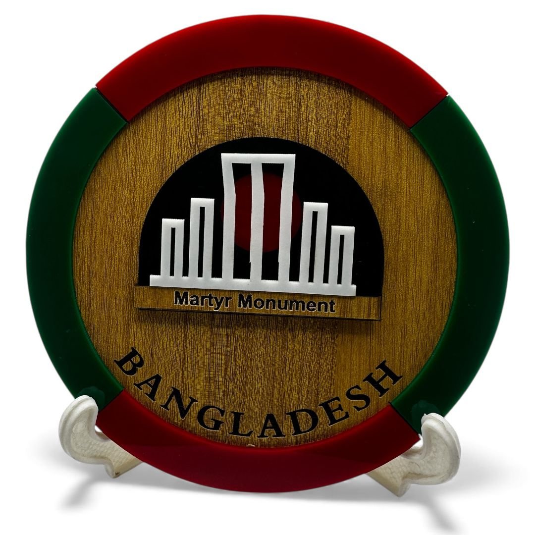 Bangladesh Martyr Monument Round Monogram for Table or Desk with stand 6 inch