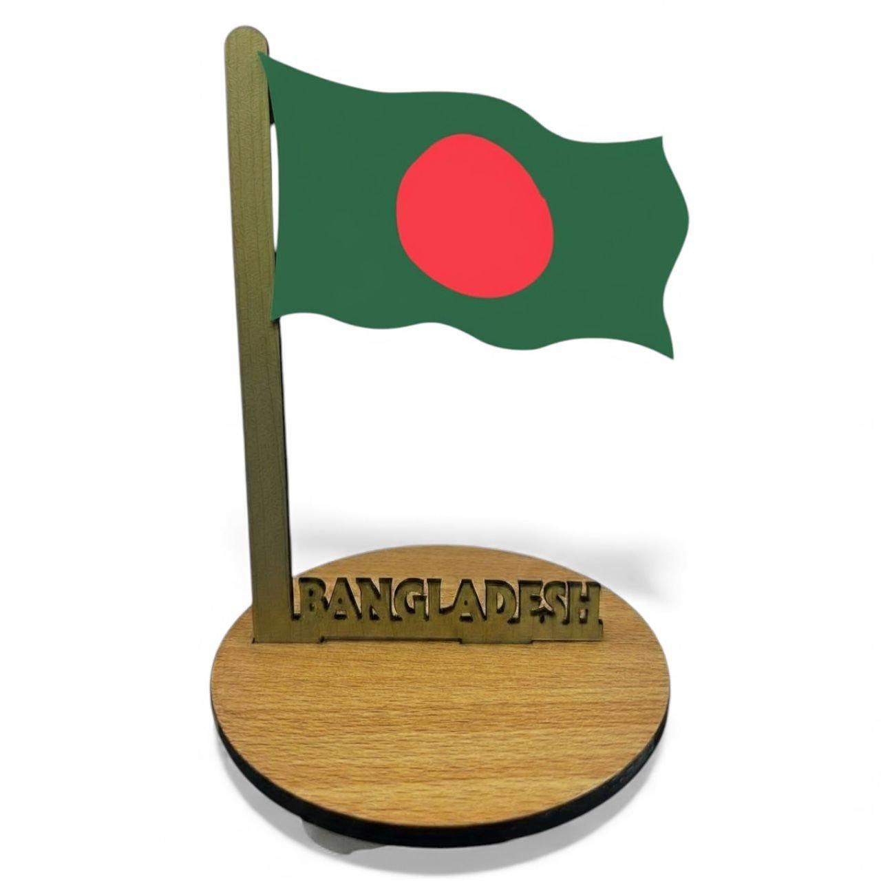 Bangladesh Flag with Round stand for Table or Desk 6 inch - Image 3