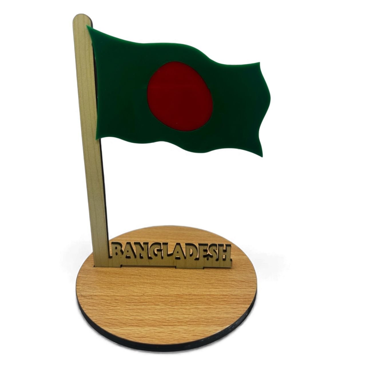 Bangladesh Flag with Round stand for Table or Desk 6 inch - Image 4