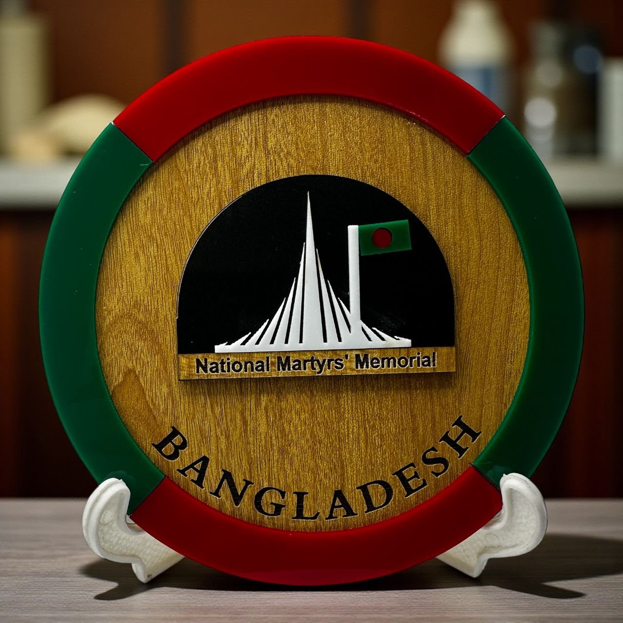 Bangladesh Martyr Bangladesh National Martyrs’ Memorial Monument Round Monogram for Table or Desk with stand 6 inch - Image 2